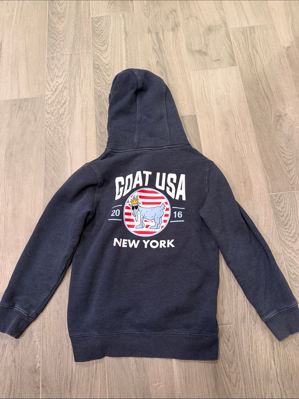 Goat USA Boys Navy American Flag Hoodie Size Large - Picture 2 of 3